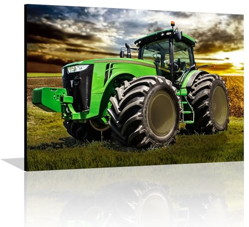 LXTOPN Leinwand Bilder mit Rahmen - Leinwandbild Landwirtschaft Traktor -Modern HD-Druck Bauernhof Poster für Wohnzimmer Dekor Wandbilder. (Bauernhaus, Grün-A03, 30x40cm)