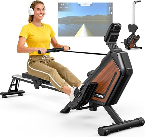 AeroMaze Rudergerät für Zuhause Magnetisches Rudergerät, 16 Stufen Widerstand, Leises Heimrudergerät für Cardio-Training, APP Connection,160 kg Belastbarkeit, Vertikal Verstaubar (Schwarz)