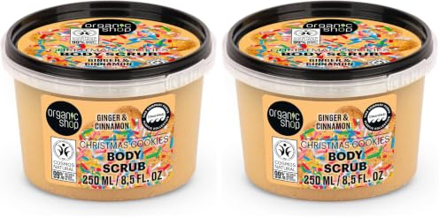 Organic Shop 250ml Body Scrub Christmas Cookies Ginger & Cinnamon (Pack of 2)