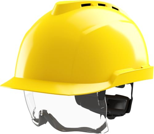 MSA V-Gard 930 Bauhelm - Schutzhelm mit Belüftung & Visier für Baustelle & Industrie - Helm nach DIN EN 397 für die Arbeit