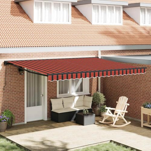 Einziehbare Gelenkarmmarkise Orange Schwarz 450x300 cm, UV-beständig, wasserdicht, Polyester & Metall, für Terrasse, Garten, Balkon, manuell bedienbar, Sonnenschutz