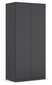 Rauch Möbel Costa, Kleiderschrank, Farbe Grau metallic, Breite 91 cm | Schrank, 2-türig, Push-to-open, Zubehör Classic, für Schlafzimmer, Kinderzimmer, Babyzimmer, Garderobe