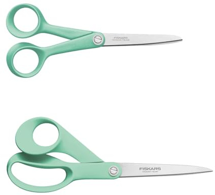 Fiskars Inspiration Scheren-Set, 2-teilig, Universalscheren 21 cm und 17 cm | Made in Finland, Präzisionsgeschliffene Edelstahlklingen, Spülmaschinenfest, Mint, 1084006