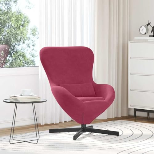 PHGTYUK Eiersessel Drehsessel Sitzmöbel in Weinrot 63 x 73 x 90 cm mit Samtbezug und 360-Grad-Drehfunktion für Wohnzimmer