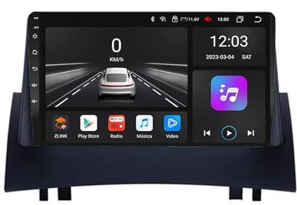 Radio para Automóvil con GPS para Renault Megane 2 2002-2008 Android 15 9 Pulgadas Portátil de Pantalla de Coche Lien Miroir para, 4 Core 2G+64G