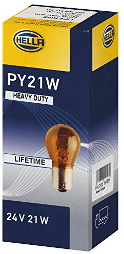 HELLA 8GA 006 841-251 Glühlampe - PY21W - Heavy Duty Expert - 24V - 21W - Sockelausführung: BAU15s - Schachtel - Menge: 10
