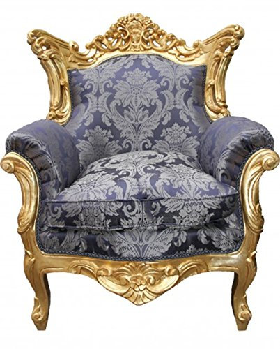 Casa Padrino Barock Sessel 'Al Capone' Mod2 Royal Blau Muster/Gold