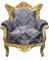 Casa Padrino Barock Sessel 'Al Capone' Mod2 Royal Blau Muster/Gold