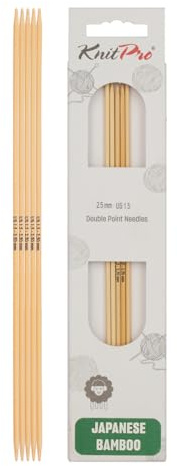 KnitPro K22103 Strumpfstricknadeln, Bamboo, Natur, 15 x 0.25 x 0.25 cm, 5