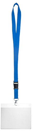 100 x Karteo® Kartenhülle mit Schlüsselband hellblau | Ausweishülle a6 mit Band | Ausweishalter Weichplastik horizontal