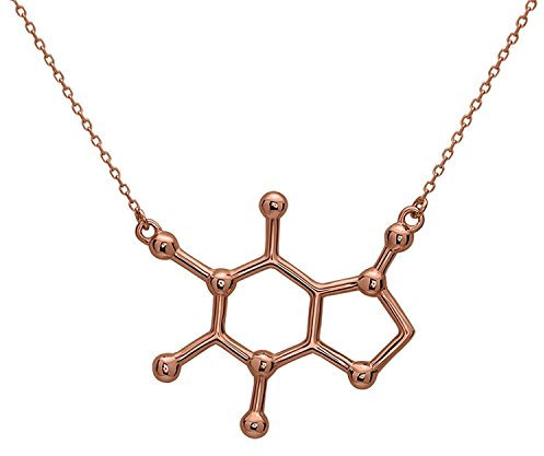 Serebra Jewelry Koffein Molekül Anhänger Halskette aus 925 Sterling Silber by (Roségold-Überzug)