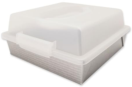 USA Pan 1130BWLD-ST Bakeware Nonstick Square Cake Pan with Lid, Steel, Silver