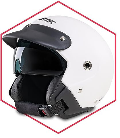 Saferide | Motorradhelm Mit Sonnenblende Matt Weiß S - 55-56 cm Rollerhelm Quadhelm Damen Herren Roller Regenschutz Jugendliche Schutzhelm Sturzhelm Erwachsene Moped Motorrad Mofa