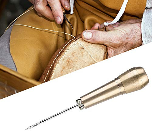 Zunate Griff aus Kupfer für Lederreparatur, Werkzeug zum Nähen und Reparieren mit 3 verschiedenen Nadeln