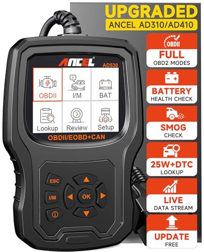 (Upgraded AD310/AD410) ANCEL AD530 Car Diagnostic Scan Tool, Vehicle OBD2 Scanner Code Reader, Check Engine Light, Smog Emission Test, O2 Sensor Test, EVAP and Upgraded Graphing Battery Status