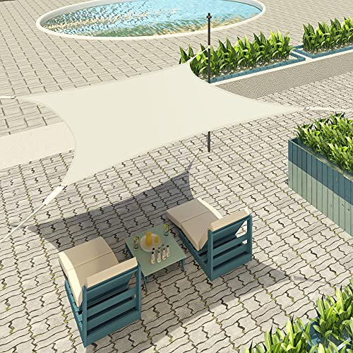 Lestarain Sonnenschutz Segel Sonnensegel UV Schutz wasserabweisend HDPE Wetterschutz für Garten, Balkon, Terrasse, Rechteck 3x5m Creme
