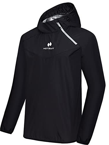 HOTSUIT Costume Sauna Hommes Pantalon Veste Perte de Poids Séance de Gym Sweat Suits Vêtements de Sudation Combinaison Sudation Survêtement Sauna Noir-2XL