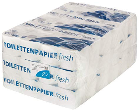 Toilettenpapier, Klopapier, 3-lagig, Hochweiss, Zellstoff, 250 Blatt, soft, Pack a 72 Rollen
