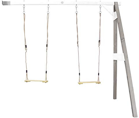 AXI Portique Mural en Bois FSC Gris/Blanc avec 2 Balançoires Enfant | Balançoire pour l’extérieur/Le Jardin 2 agrès