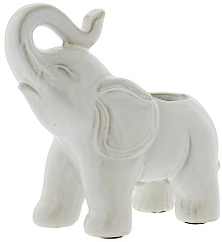 White Elephant Ceramic Flower Pot - Outdoor & Indoor Planter - Elephant Decor Succulent Pot - Small Plant Pot with Drainage - Windowsill & Patio Decor