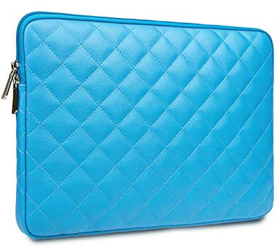 RAINYEAR 15.6 Inch Laptop Sleeve Diamond PU Leather Protective Shockproof Case Zipper Cover Water Resistant Carrying Bag Compatible with 15.6 Notebook Computer Home Work Gaming Chromebook(Blue)