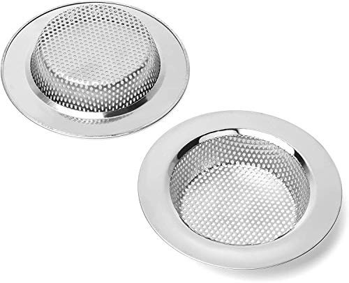 Qinglele 2 coladores para Fregadero de Cocina y baño, Filtro de Drenaje de Acero Inoxidable, más Grueso, diámetro Exterior de 112 mm (tamaño Grande)