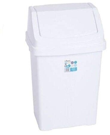 Optimal Products Plastic Swing Bin 50 15 25 8 Litre Home/Office/Kitchen Rubbish Waste Dustbin Trash Swing Lid Bin (Ice White, 50l Litre)