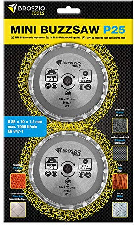 Disque de scie circulaire de table 2 unités 85x10x1,3 mm | 2x lame de scie circulaire pour banc bois profondeur 25 mm | Scie circulaire avec guide