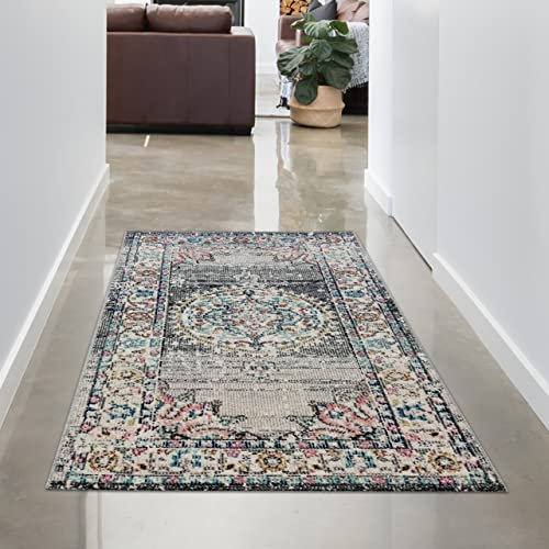 CARPETIA Teppich Outdoor Orientteppich Wohnzimmerteppich Ornamente in grau Größe 60x110 cm