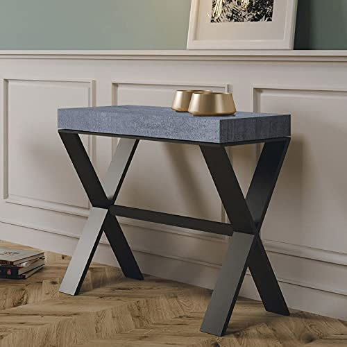 Xenia Console extensible en béton avec cadre anthracite