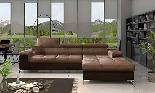 All4All Ecksofa Roco mit Schlaffunktion Bettkasten Sofa Links Rechts Wohnlandschaft Bett Couch 23 (Monolith09+Monolith29, Rechts)
