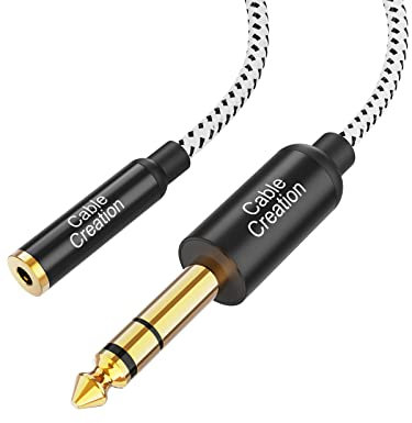 CableCreation 3.5mm Klinke auf 6.35mm Klinke Kabel 1FT, TRS 6,35 mm 1/4 Stecker auf 3,5 mm 1/8 Buchse Stereoklinke Audioadapter für Verstärker, Gitarre, Klavier, Laptop, Heimkino, Telefon