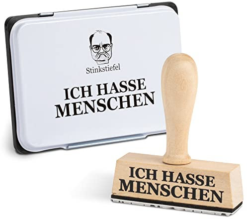 Stinkstiefel Stempel Lustig mit Stempelkissen - Holzstempel - Aufdruck 7cm x 2cm - Stempel Witzig – Witzige Büroartikel - Geschenke für Freunde, Arbeitskollegen und Schüler - Büro Gadgets