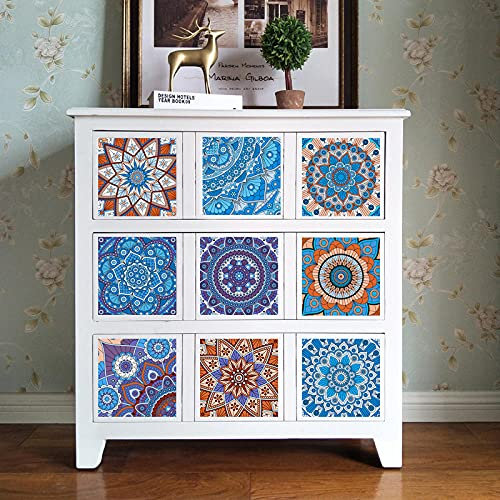 Stick on Tiles Orange Blue Purple Tile Stickers PVC Self Adhesive Wall Tiles Heat Resistant Tile Stickers for Kitchen Bathroom Waterproof Peel and Stick Floor Tiles Tile Paint 15x15cm