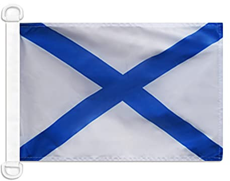 AZ FLAG - Drapeau Pavillon de guerre Russie - 45x30 cm - Pavillon Nautique Militaire Russe Spécial Bateau Et Extérieur En Maille Bloquée Avec Anneaux Plastiques Intégrés - 30g