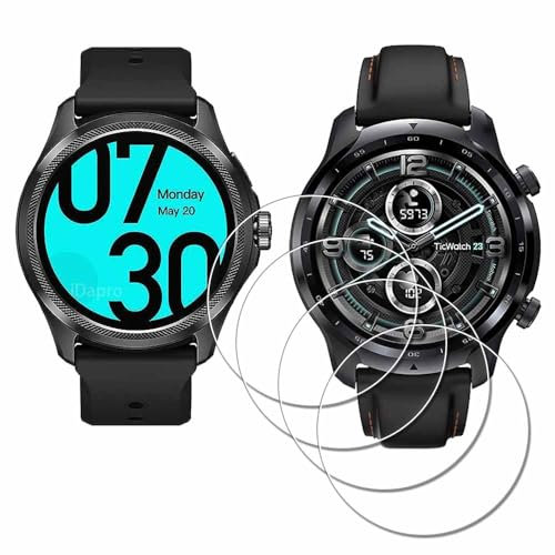 iDaPro Displayschutz schutzfolie für TicWatch Pro 3 Ultra/TicWatch Pro3 Smartwatch [4 Stück] Screen Protector Folie 9H Härte Gehärtetes Glas Einfache Installation