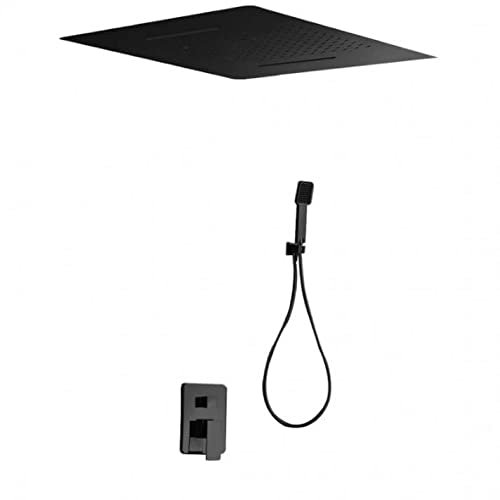 Conjunto Kit de ducha empotrada techo sistema TERMOSTATICA negro mate Sumatra Imex GTS019-P/NG