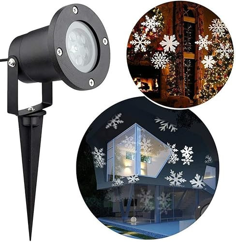 TEDD LED Projektor Weihnachten Schneeflocken Lampe Wasserdicht Projektionslampe für Innen und Aussen Dekoration Weihnachts Party Hochzeit Garten Bar (Weiß)