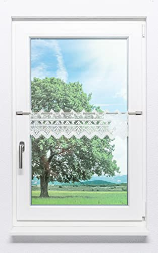 LYSEL Scheibengardine Lochstickerei #1W (BxH) 81cm x 16cm Natur