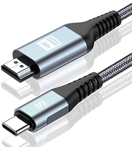 sweguard USB C auf HDMI Kabel 4K 2M,USB Typ C zu HDMI UHD Kabel Geflochten Thunderbolt 3/4 Adapter Kompatibel für iPhone 16/15 Pro Max,MacBookPro/Air,iMac,iPad,Samsung S25 S24,Surface,Dell