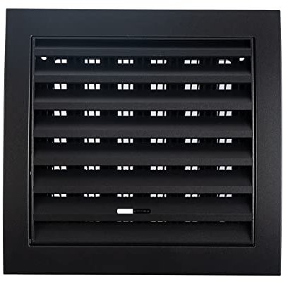 Rejilla de Ventilación de Color Antracita, 150 x 150 mm, con Control Deslizante de Plástico, Protección contra Insectos sin Brida