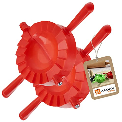 KADAX Teigtaschenformer, Rote/Grüne Form für Teigtaschen und Ravioli, Pierogi-Maker, Knödel Ausstecher, Manuelle Teigpresse, Dumpling Maker Maschine (Rot 2 Stück)