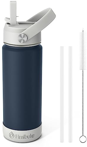 Kids Insulated Water Bottle - 18oz BPA-FREE 18/8 Stainless Steel Metal Water Bottle with Straw for School Travel Tumbler Leak Proof Kids Cup 013