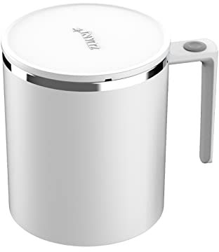 Soi Agitation Tasse, Soi Agitation Café Tasse Magnétique Agitation Tasse Électrique Mélange Tasse Avec Inoxydable Acier Remuer Bar Adapté pour Café/Lait/Chaud Chocolat/Protéine Poudre (White-360ML)