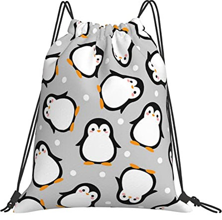 385 Rucksack Mit Kordelzug Niedlicher Und Lustiger Pinguin Turnbeutel Kinder Kordelzug Sportbeutel Faltbar Stoffbeutel, Für Schule, Strandurlaub, Schwimmen