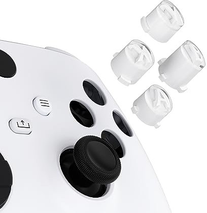 eXtremeRate Botones ABXY de Reemplazo para Xbox Series X/S Mando - Botón de Acción en Dos Tonos Símbolos Clásicos Teclas ABXY para Xbox One S/X, Elite V1/V2 (Robot Blanco Claro)