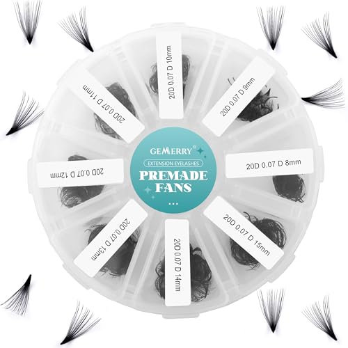 Cils Volume Russe 500PCS 20D 0.07 C Curl 8-15mm Mix Bouquet Cils Préfaits Extensions de Cils en Soie Faux Cils Individuel Cils a Cils Professionnel GEMERRY Cils(20D-0.07C-8-15mm)