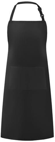 NESTLY Schwarze Küchenschürze, verstellbare Kochschürze, 2 Taschen, wasserabweisende Küchenschürze zum Backen und Grillen
