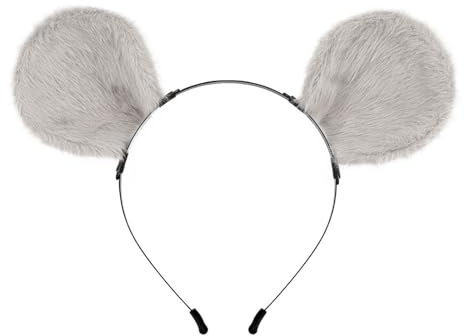 Rattenohren Stirnband, Kopfbedeckung, Kopfbedeckung, Anime Kopfschmuck, Tier Stirnband für Rollenspiele, Halloween, Geburtstag, Festival, grau