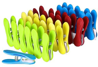 K-ONE Mollette resistenti per stendibiancheria, mollette per stendibiancheria da giardino, resistenti e antivento, con impugnatura in gomma morbida (diversi colori) (confezione da 24)
